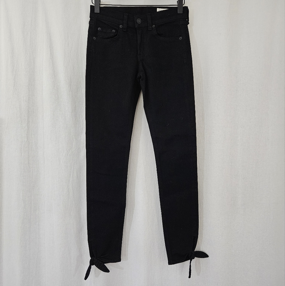 Rag & Bone Skinny Denim Jeans with Ankle Bows in Black Women’s Size 24